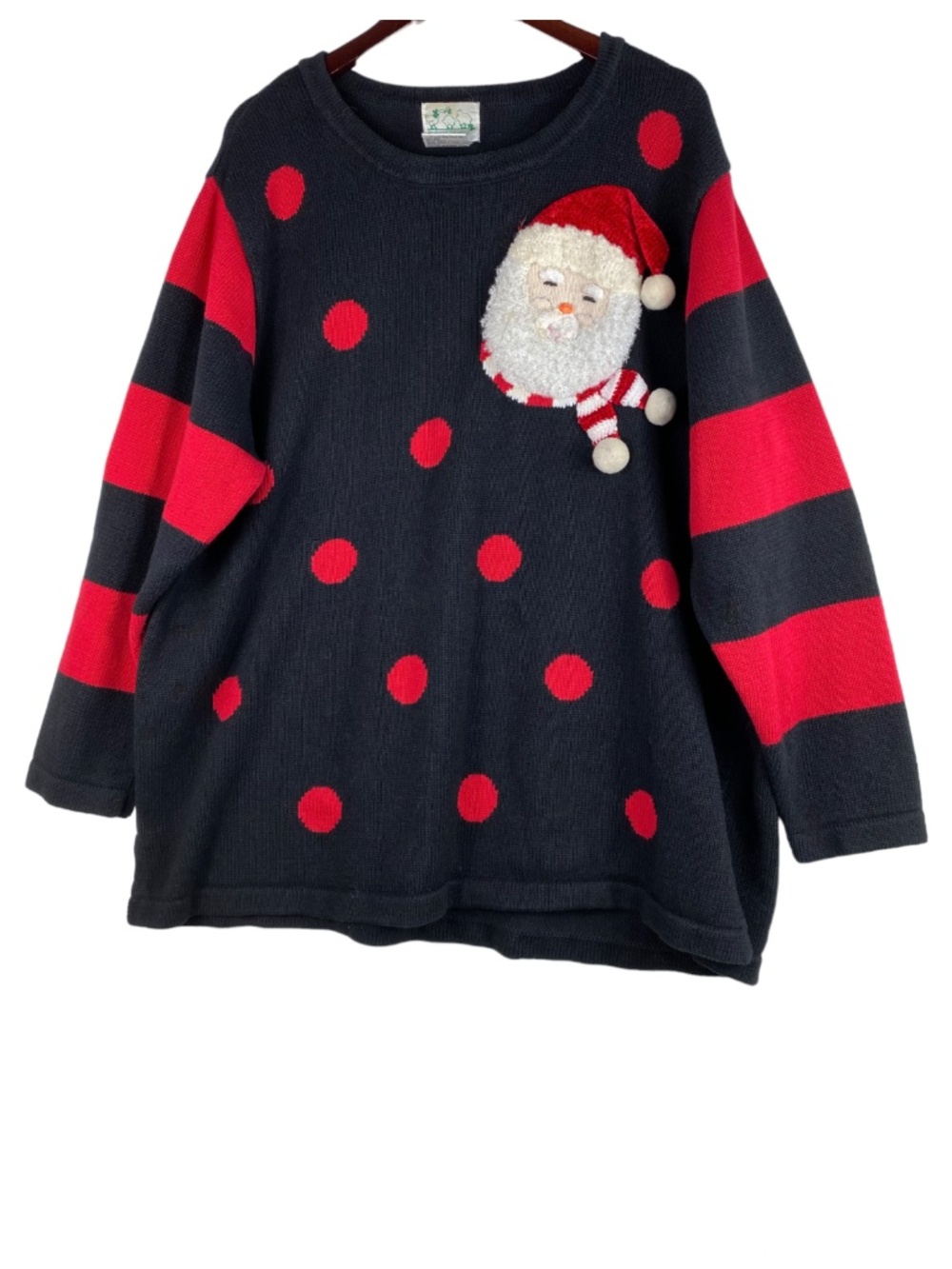 Quacker Factory 2X 18 20 Ugly Sweater Christmas Holiday Santa Claus Red Black - Picture 2 of 5